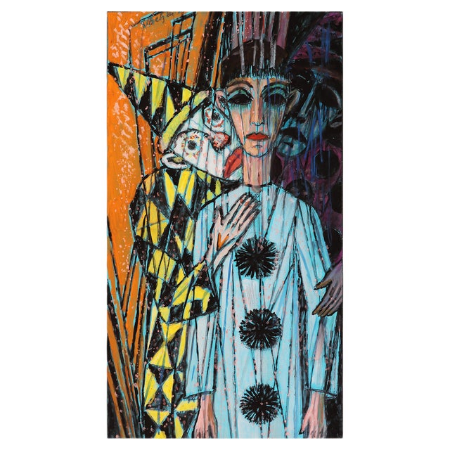 Emil Betzler, Harlequins 2, German Expressionist Work on Paper For Sale