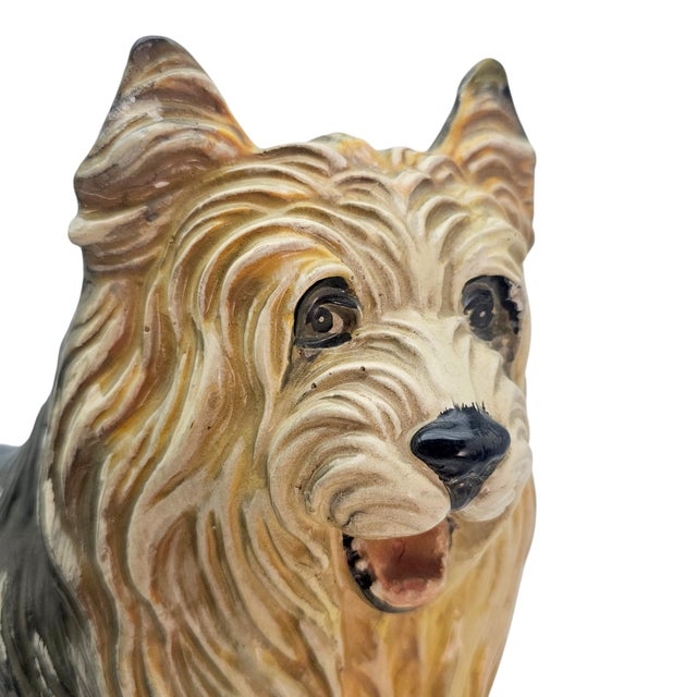 Vintage Mid-Century Italian Style Plaster Yorkie Figurine Enamel 16.5" For Sale - Image 10 of 13