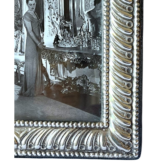Buccellati New Hallmarked Italian Sterling Silver Beaded & Fluted Picture Frame – 4x6 – After Buccellati Ralph Lauren For Sale - Image 4 of 12