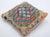A one-of-a-kind handwoven Afghan wool kilim accent pillow featuring rows of stepped diamonds in blue, red, and green on...