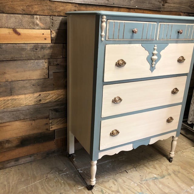 1930s Shabby Chic Two Toned Chest Of Drawers Chairish