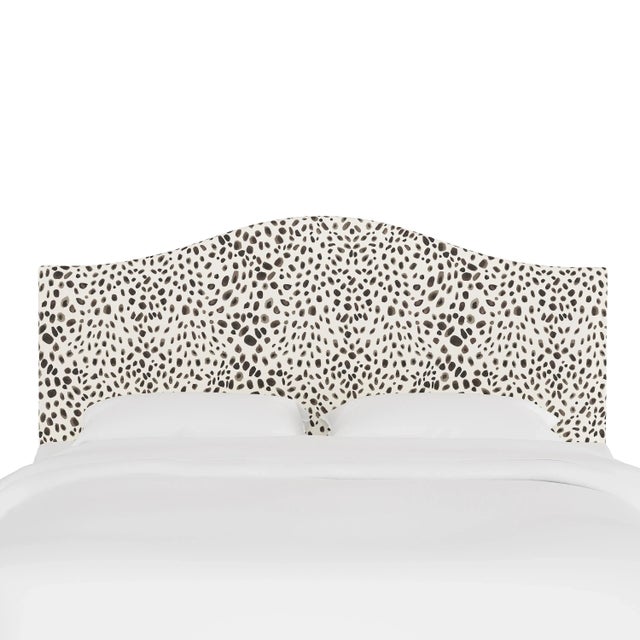 Transitional Kenmore Headboard in Cream Gray Washed Cheetah, California King For Sale - Image 3 of 6