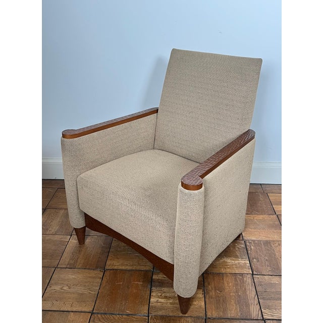 1980s 1980s Pair of armchairs in gilded wood and speckled fabric For Sale - Image 5 of 12