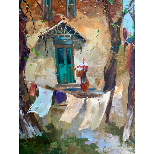 Oil Painting a Light Breeze in the Yard Yuriy Suprunchuk For Sale - Image 11 of 12