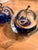 Mid-Century Modern Vintage Cobalt Blue Bullicante Art Glass Sphere Oil Lamps – A Pair For Sale - Image 3 of 4