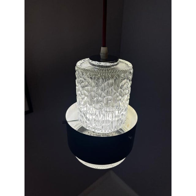Orrefors Black Frosted Glass Pendant Lamp by Carl Fagerlund for Orrefors For Sale - Image 4 of 11