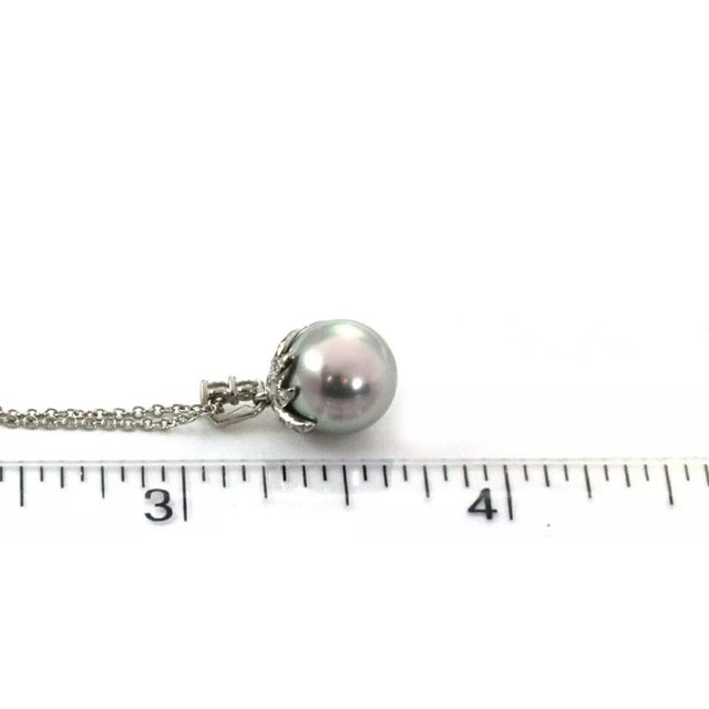 Metal Tiffany & Co. Fireworks Diamond Pale Gray Pearl Platinum Pendant Necklace For Sale - Image 7 of 8