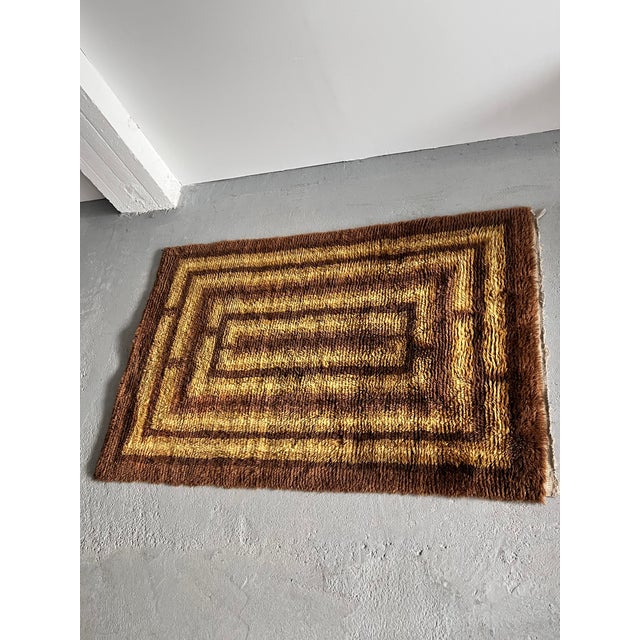 1960s Vintage Scandinavian Wool Rya Rug, 1960s For Sale - Image 5 of 6