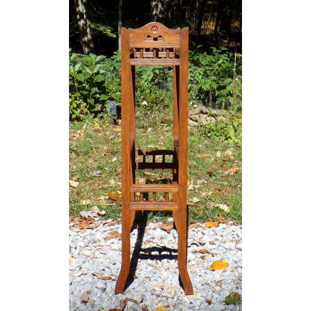 Brown Antique Victorian Aesthetic Movement Solid Oak Towel Rail Quilt Rack For Sale - Image 8 of 13