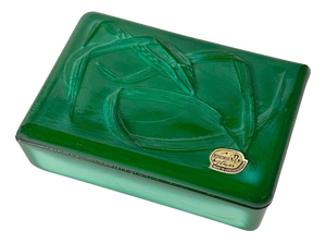 Czech Art Deco Style Malachite Glass Trinket Box by Curt Schlevogt, 1950s