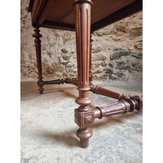 Brown French Walnut Writing Table with Drawer, 1930 For Sale - Image 8 of 16
