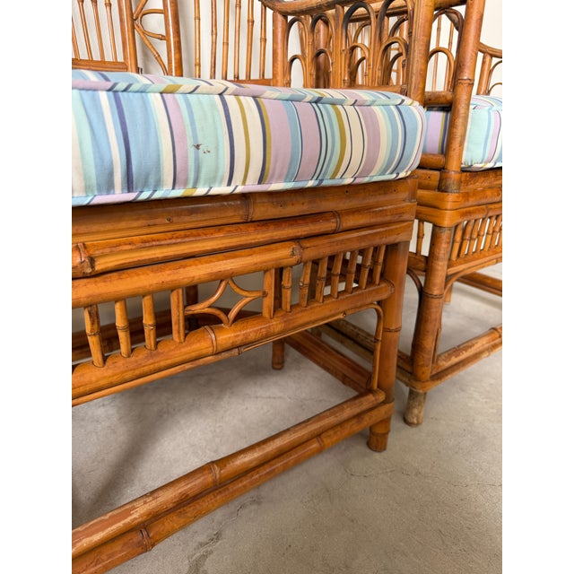 Vintage Brighton Pavilion Style Bamboo Accent Dining Chairs With Cushions - A Pair For Sale - Image 11 of 18
