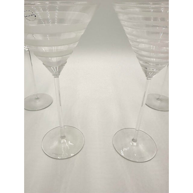 Salviati Murano Graffiati and Bassorilievi Martini Glasses- Set of 4 For Sale - Image 9 of 12