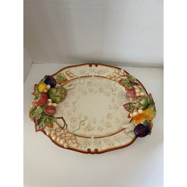 Ceramic 1950s Vintage Fitz & Floyd "Venetian Romance" Majolica Hand Painted Ceramic Large Serving Platter For Sale - Image 7 of 7