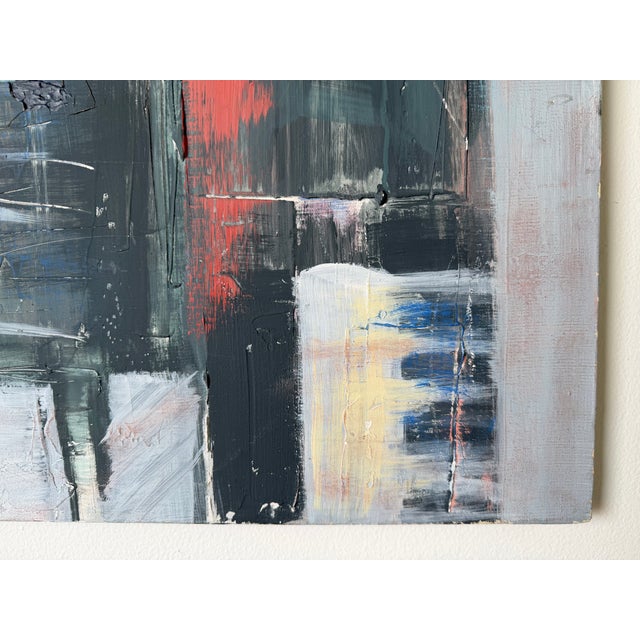 Blue 1980’s Vintage Lynn Impressionist Abstract Figurative Oil Painting on Canvas - Unframed For Sale - Image 8 of 15