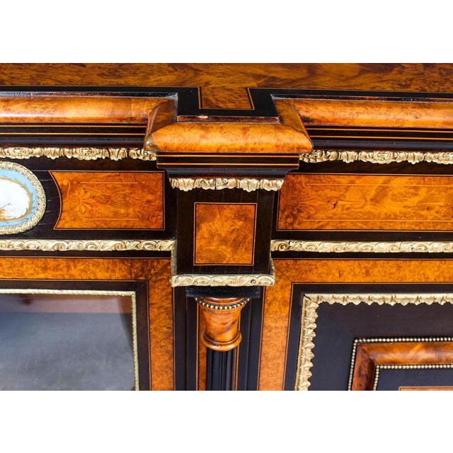Victorian Burr Walnut & Sèvres Plaques Credenza For Sale - Image 5 of 18