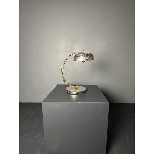 1970s Mid-Century French Sculptural Adjustable Table Lamp with Perforated Shade, 1960s For Sale - Image 5 of 18