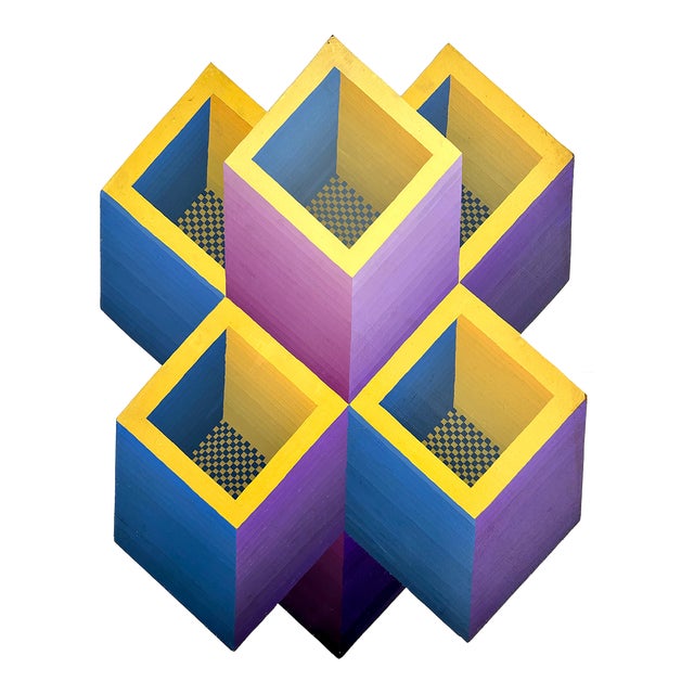 Original 1970's Op Art Panel Painting For Sale