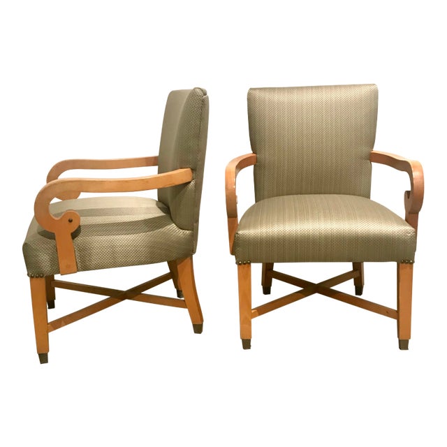 1960s Biedermeier Revival Open Arm Chairs - a Pair For Sale