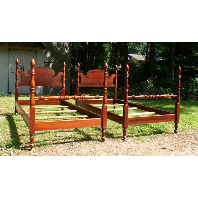 Vintage Pair Cherry Poster Beds Twin Bed Frames For Sale - Image 11 of 12