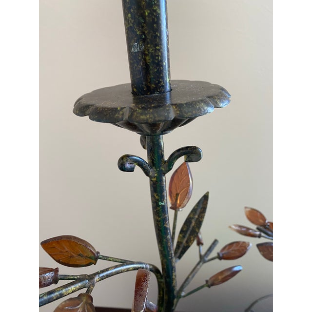 Amber Vintage Table Lamps With a Sculptural Tree Branch Motif Featuring Delicate, Amber Glass Leaves. Crafted in an Organic - a Pair For Sale - Image 8 of 10