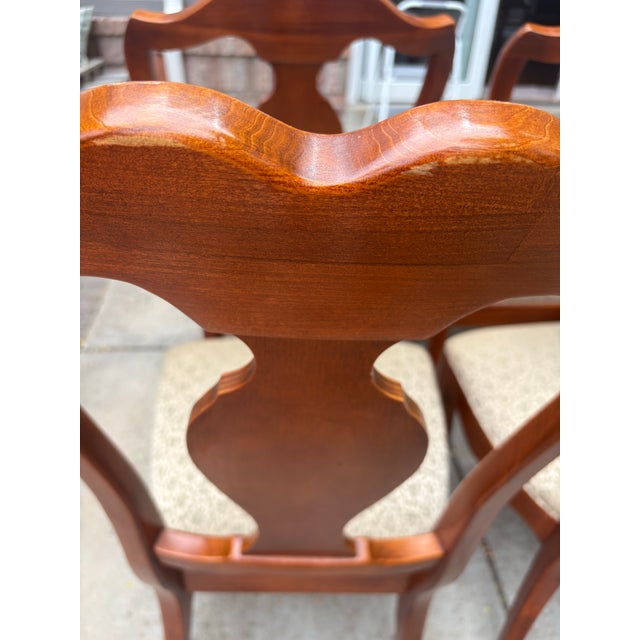 Vintage Thomasville Queen Anne Dining Chairs With Scroll Arms — Set of 8 For Sale - Image 9 of 12