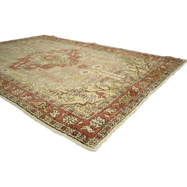 Farmhouse 20th Century Rustic Style Turkish Sivas Accent Rug - 4′4″ × 6′10″ For Sale - Image 3 of 6