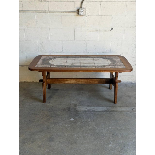 Mid-Century Modern Oak Rectangular Tile-Top Coffee Table Danish Mid-Century Modern 1970s For Sale - Image 3 of 12