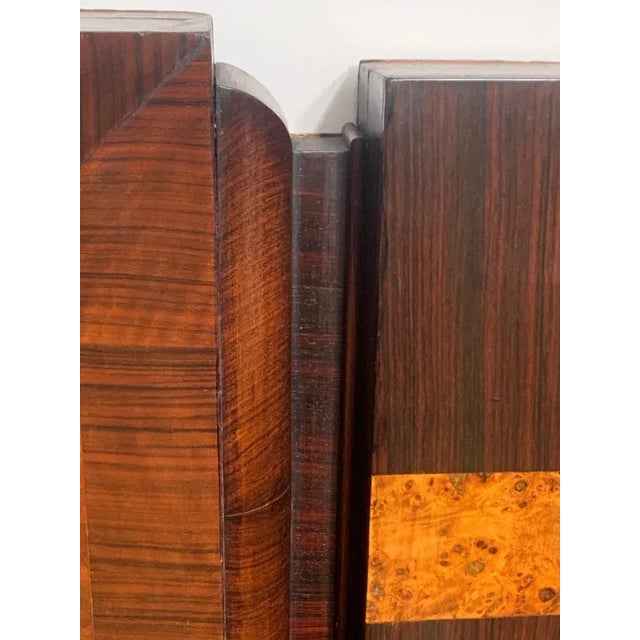 Art Deco Rosewood & Walnut Bed Frame with Carved Headboard by Ducrot, 1922 For Sale - Image 9 of 18