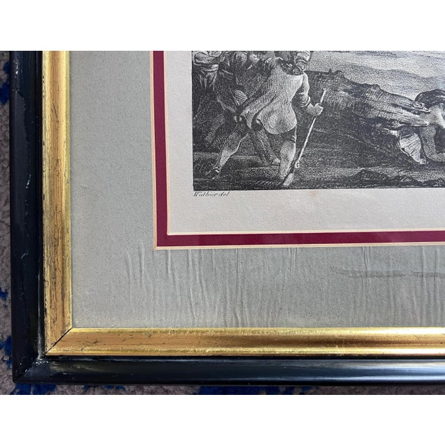 Gray 1920s Framed Battle of Montereau France Framed Lithograph Litho De C. Molte Walhier Del For Sale - Image 8 of 10