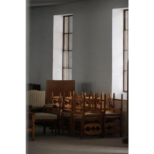 Razorblade Dining Chairs in Oak and Mohair by Henning Kjærnulf, 1960s, Set of 12 For Sale - Image 17 of 18