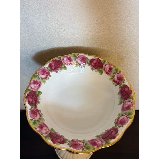 White Porcelain Vintage Rose Motif Birdbath, 2 Pieces For Sale - Image 4 of 6