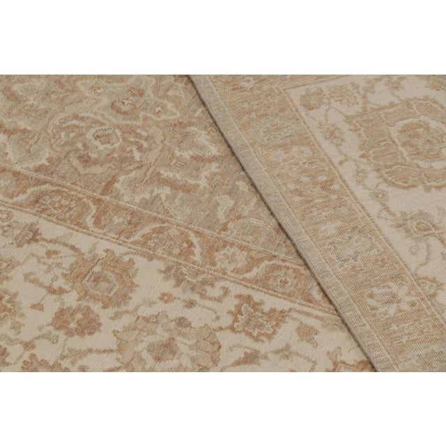 Beige Rug & Kilim’s Oushak-Inspired Rug in Beige and Gold Floral Patterns For Sale - Image 8 of 10