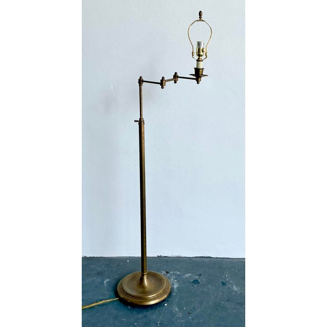 Late 20th Century Vintage Regency Brass Articulated Floor Lamp For Sale - Image 5 of 10