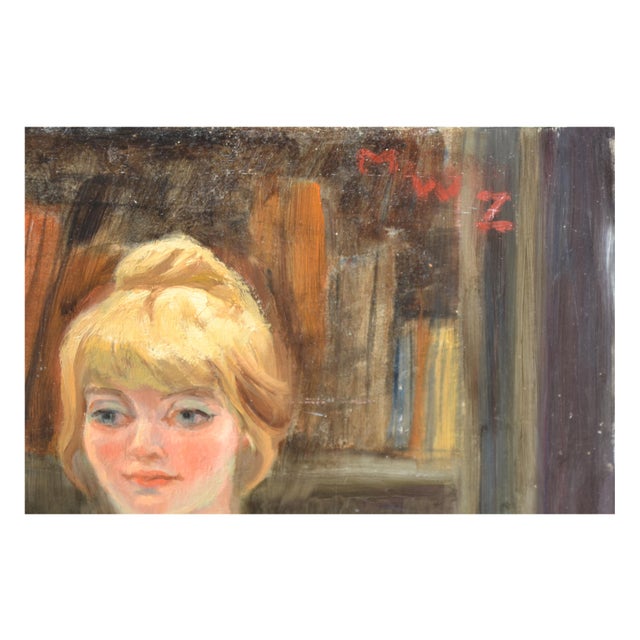 Demure Nude Figurative in Library by Margaret Wherry Ziegler For Sale - Image 4 of 5