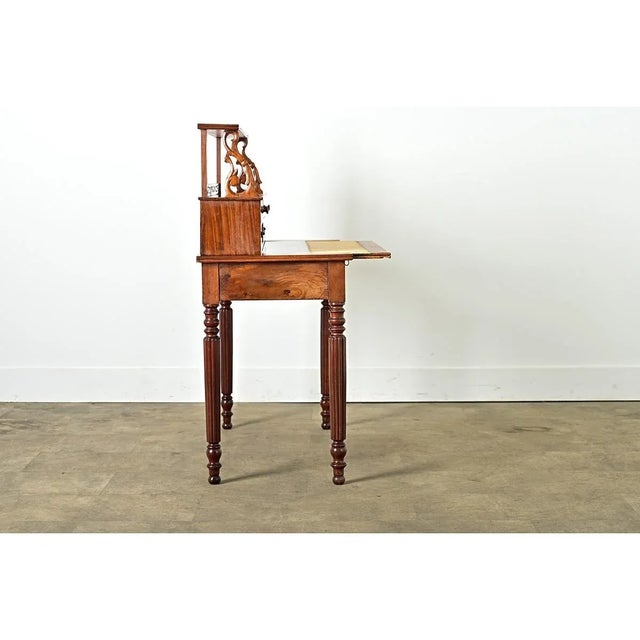 Wood French 19th Century Mahogany and Leather-Top Writing Desk For Sale - Image 7 of 10