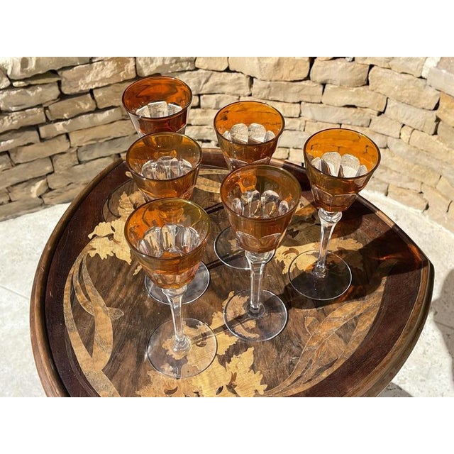 Glass Orange Roemer Glasses Harcourt Model from Maison Baccarat, Set of 6 For Sale - Image 7 of 10
