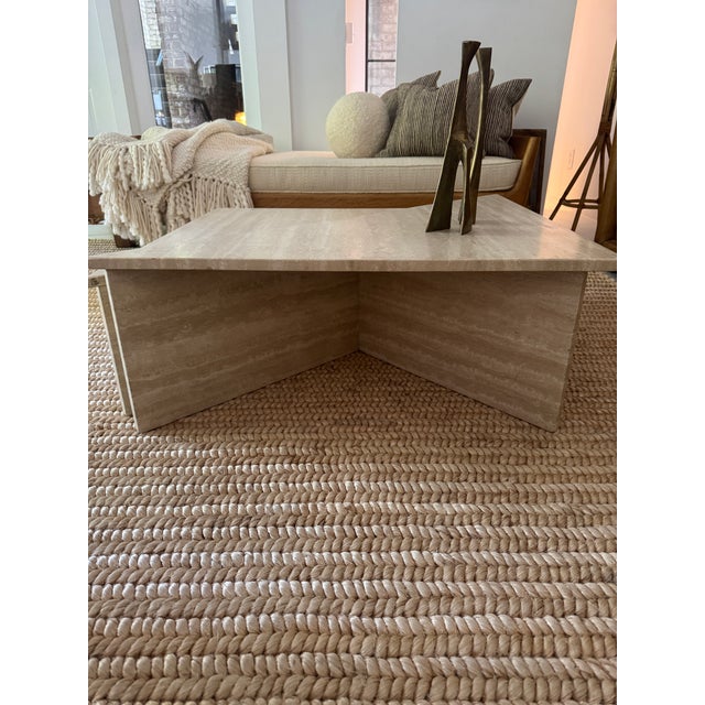 Two Piece Triangular Travertine Coffee Tables, 1970s, France For Sale - Image 10 of 18