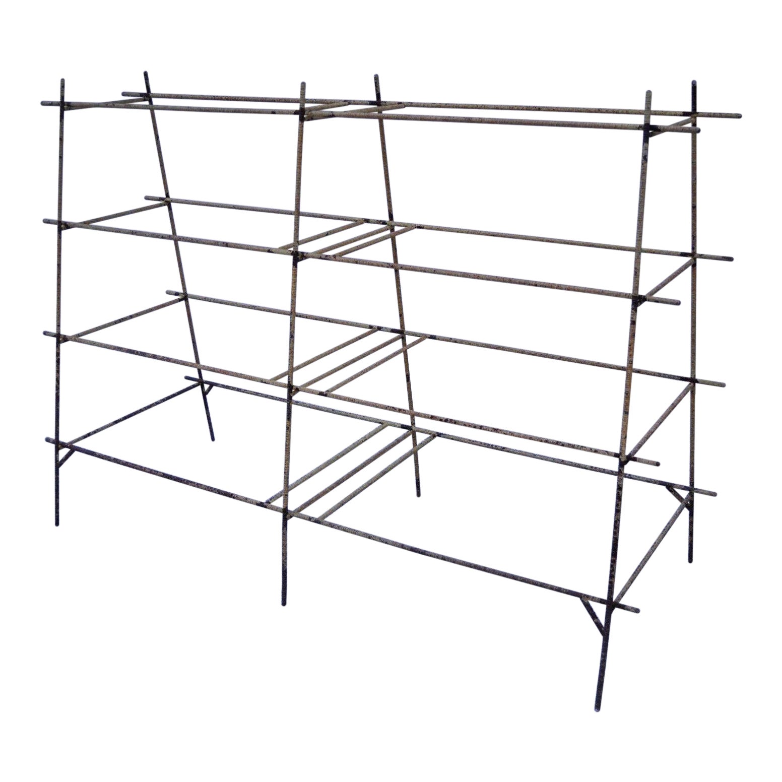 Industrial Modern Iron Rebar Shelf Rusty Yellow Display Bookcase
