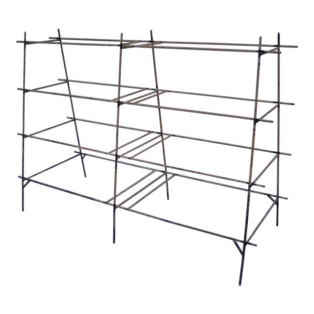 Industrial Modern Iron Rebar Shelf Rusty Yellow Display Bookcase