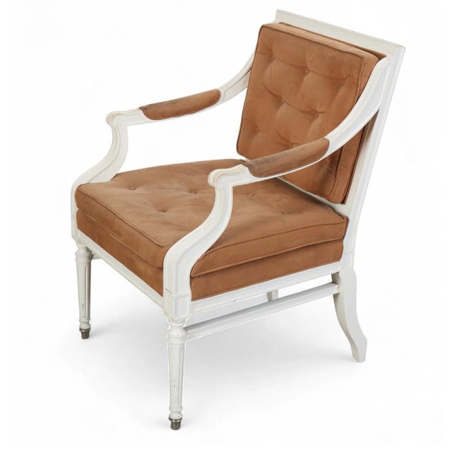 Set of 8 French Directoire Painted Fauteuils Dining Arm Chairs. Excellent quality designer chairs with Carmel colored...