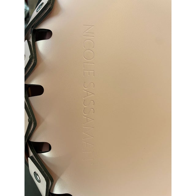 Large Braided Basket Pink With Handles For Sale - Image 4 of 5