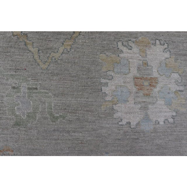 2020s All-Over Floral Modern Oushak With Light Tan Background and Cream Border For Sale - Image 5 of 12