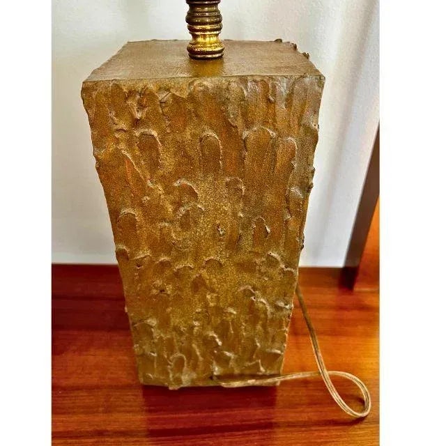 Metal 1970s Sculptural Artist-Made Pottery Table Lamp, Signed and Dated, Camel-Colored Glaze For Sale - Image 7 of 12