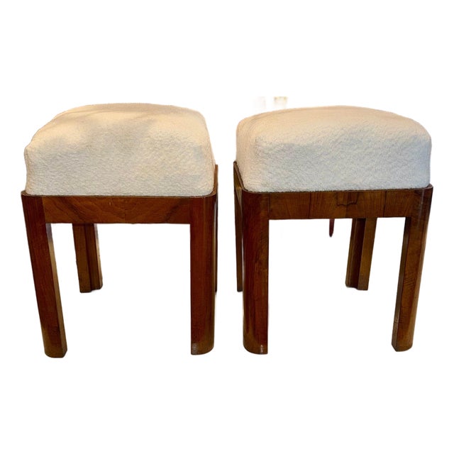 Pair of Italian Art Deco Stools For Sale