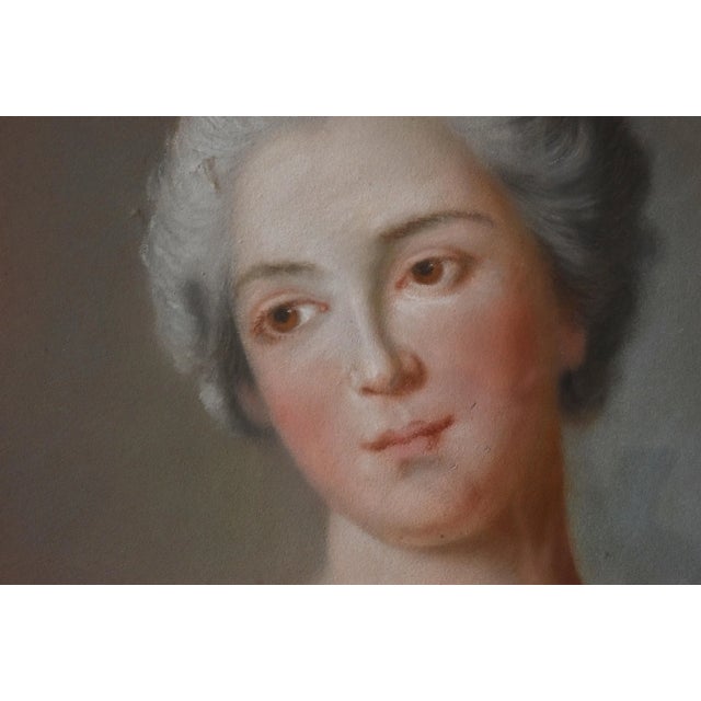 C. 1750s French School Pastel Portrait of a Lady in Blue For Sale - Image 4 of 12