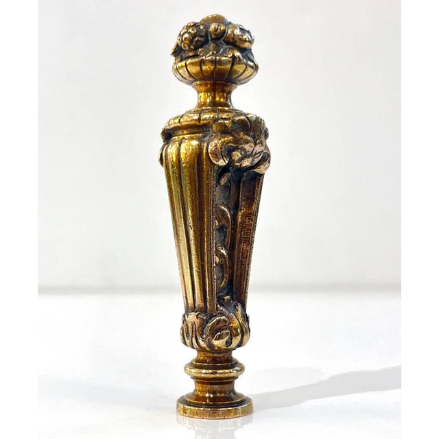 Late 19th Century Antique French 1880s Fruits on Perforated Cast Bronze Blank Round Wax Seal Stamp For Sale - Image 5 of 11