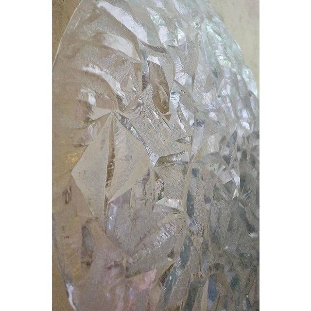 Mid-Century Modern Frosted Ice Glass and Brass Plafonnier from Kaiser Leuchten, 1970s For Sale - Image 3 of 13