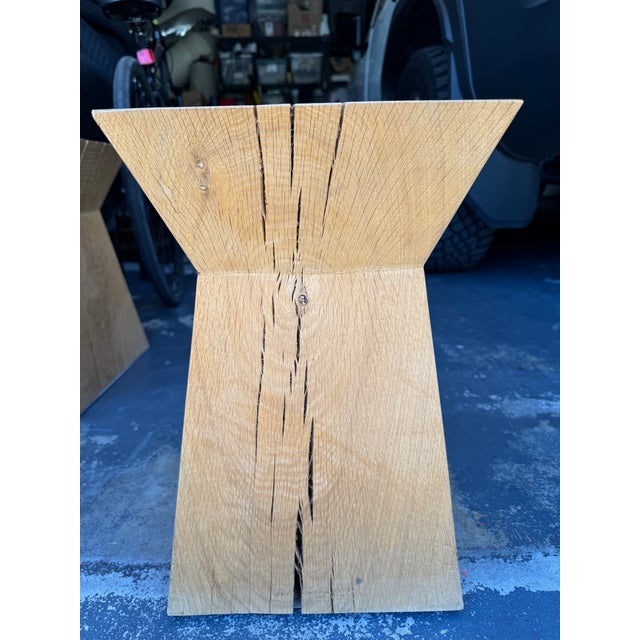 Vintage Christian Liaigre for Holly Hunt "Nagato" Side Tables/Stools, Set of 3, Signed Raw French Oak For Sale - Image 12 of 14