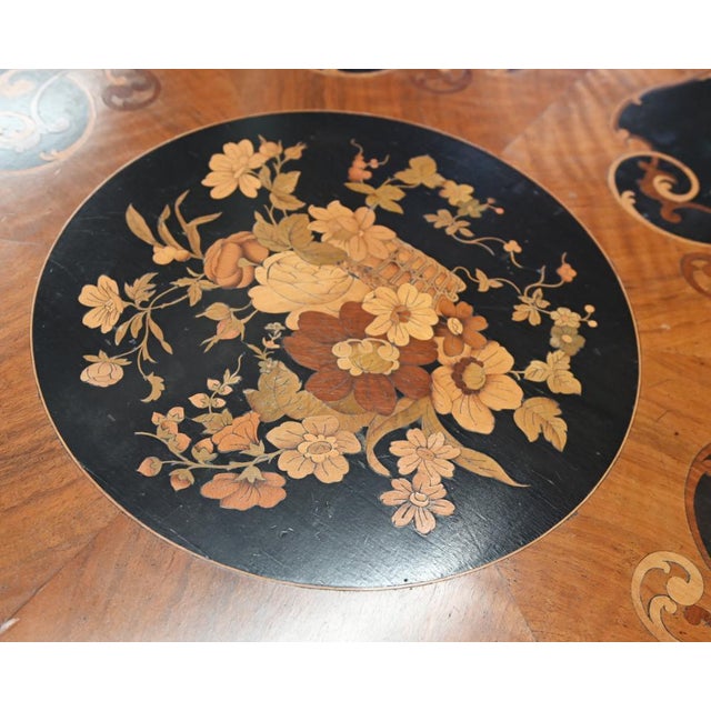 Victorian Centre Table in Marquetry Inlay Floral, 1860s For Sale - Image 6 of 8